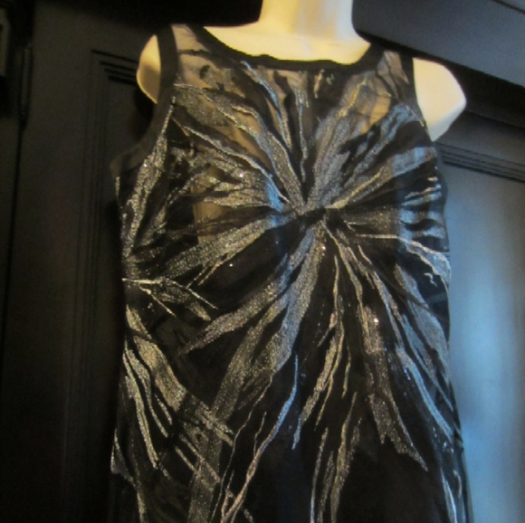 Hilton Hollis Dresses & Skirts - Hilton Hollis Silver Black Silk Dress NWT